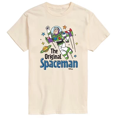 Мужская оригинальная футболка с коротким рукавом Spaceman и графическим рисунком кремового цвета