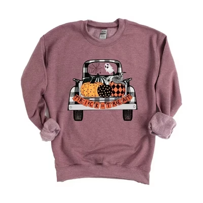 Толстовка с надписью Trick Or Treat Truck вересково-бордовый