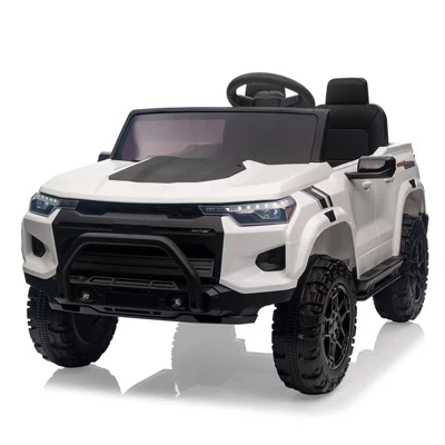 24-Вольтовый 2-местный детский электромобиль Ride On Truck для малышей, работающий на батарейках, Игрушка Ride On Toy с дистанционным управлением, багажником, плавным пуском, светодиодной подсветкой, музыкой белого цвета