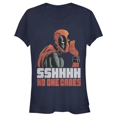 Женская футболка Deadpool No One Cares для юниоров темно-синего цвета