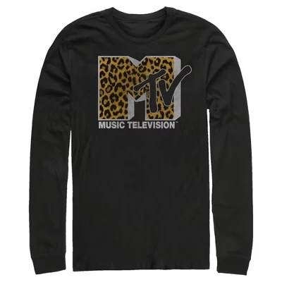 Мужской лонгслив MTV с леопардовым логотипом, черный