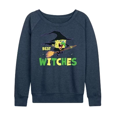 Женская рубашка Best Witches из легкого французского махрового полотна с широким вырезом и длинными рукавами цвета Хизер индиго.