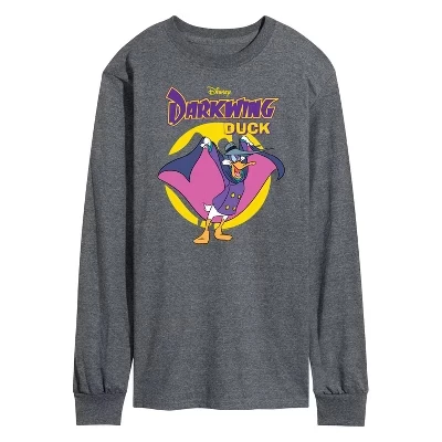 Мужская футболка с длинным рукавом Darkwing Duck с графическим рисунком heather charcoal