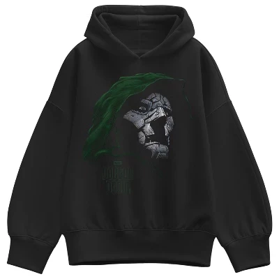 Женская толстовка с капюшоном из флиса Dr. Doom Оверсайз, черный