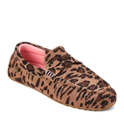 Женские лоферы Dearfoams Hazel Sport Knit Driving, леопардовые