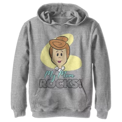 Мальчиковое худи The Flintstones «My Mom Rocks», серый меланж