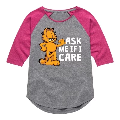 Ask Me If I Care Футболка Реглан с графическим принтом athletic heather/цвет фуксии
