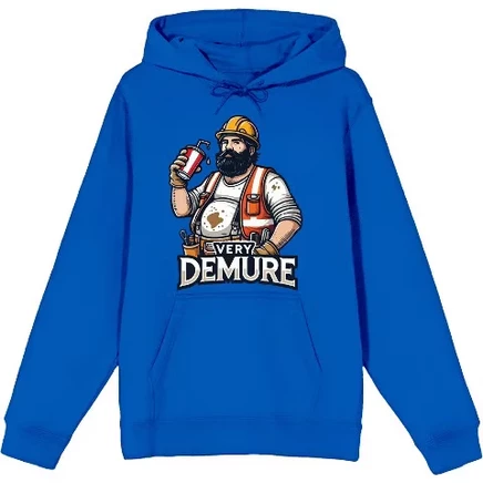 Very Demure Construction Worker Adult Long Sleeve Hoodie royal blue