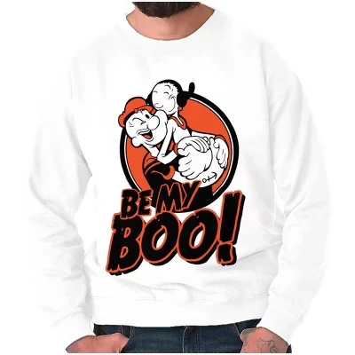 Толстовка на Хэллоуин Olive Oyl Be My Boo для мужчин и женщин Brisco Brands белого цвета