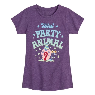 Футболка для девочек - Губка Боб Квадратные штаны - Total Party Animal, приталенная футболка с коротким рукавом и рисунком
