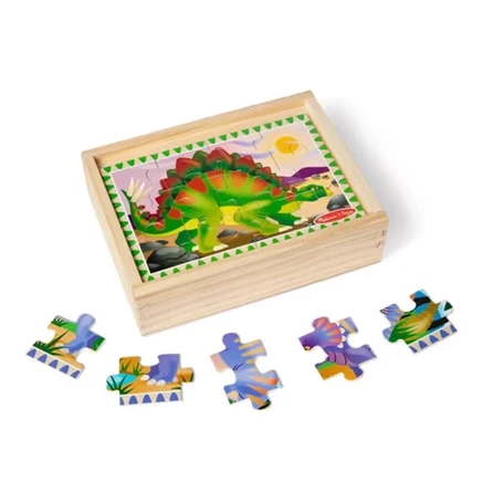 Набор деревянных пазлов Melissa & Doug Dinosaurs Kids ' в коробке для хранения - 4pk: Развивающая мелкую моторику игрушка
