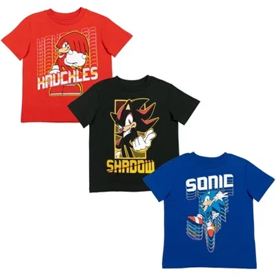 3 Упаковки футболок Реглан для малышей knuckles / shadow / sonic