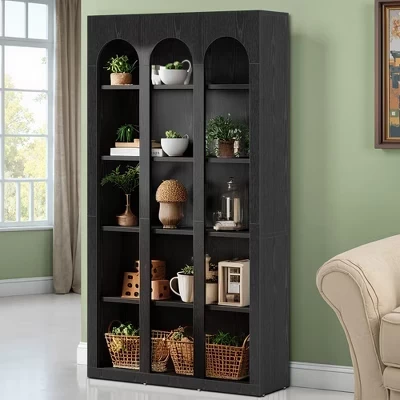 Отдельно стоящий ретро книжный шкаф для офиса Гостиной спальни Библиотеки черный