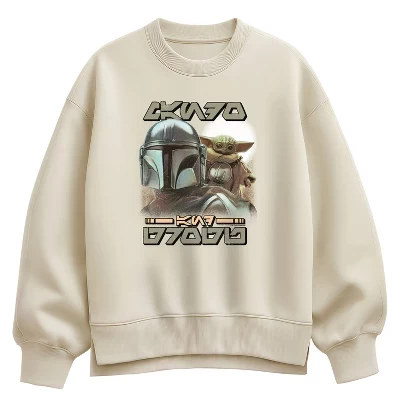 Женская толстовка Aurebesh Potrait Oversize из флиса кремового цвета