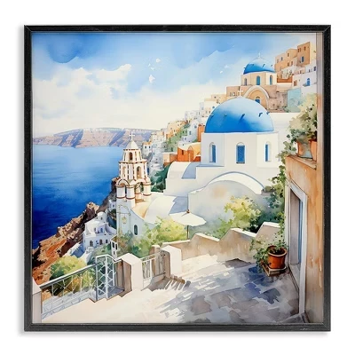 Городской пейзаж Санторини в рамке Giclee Art black