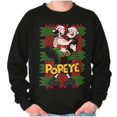 Рождественская толстовка Olive Oyl Ugly для мужчин и женщин Brisco Brands черного цвета