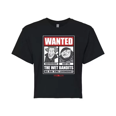 Женская - - Wanted Wet Bandits-Футболка с укороченным рисунком для юниоров Укороченная футболка с графическим рисунком черного цвета
