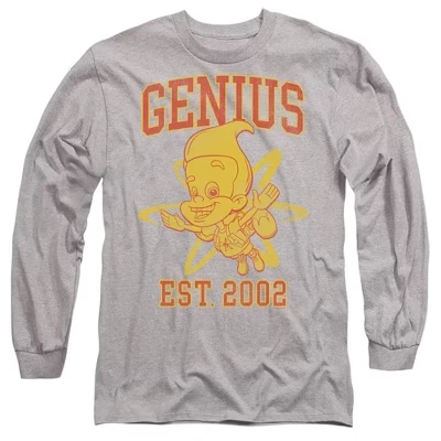 Мужская футболка Jimmy Neutron Genius Collegiate с длинным рукавом athletic heather
