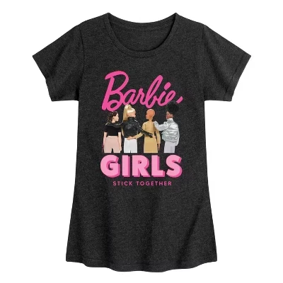 Girls Stick Together Приталенная футболка с коротким рукавом и рисунком heather black