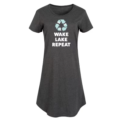 Женское платье Instant Message Wake Lake Repeat, серое