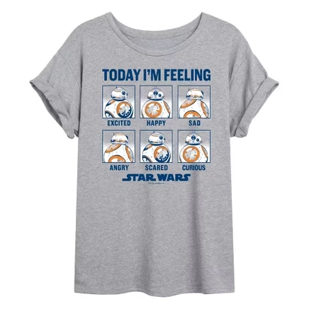 Женская футболка Star Wars BB8 Moods оверсайз, меланжево-серая