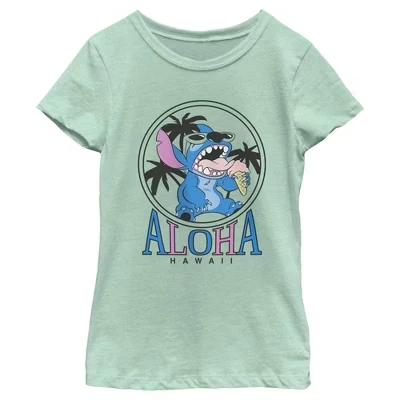 Футболка для девочек Lilo & Stitch, Стич, мятная
