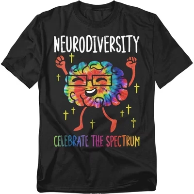 Мужская футболка Neurodiversity Brain Celebration черного цвета