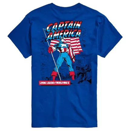 Мужская футболка с коротким рукавом Captain America Living Legend с графическим рисунком королевского синего цвета