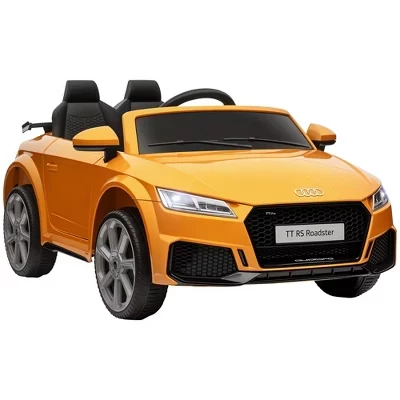 Детский электромобиль на 6 В, Лицензионный Audi TT RS с сиденьем и дистанционным управлением, Звуковой сигнал, Музыка, MP3, для детей 3-6 лет, желтый