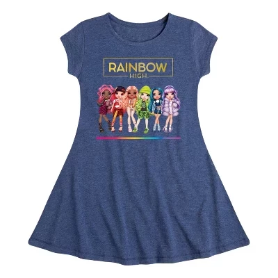 Модельный ряд игрушечных кукол Fit & Flair, платье с коротким рукавом и графическим рисунком синего цвета