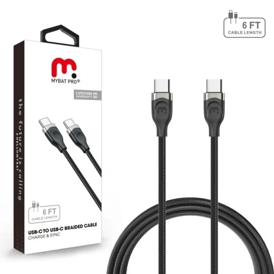 Кабель MyBat Pro USB-C–USB-C в оплётке 1,8 м, черный