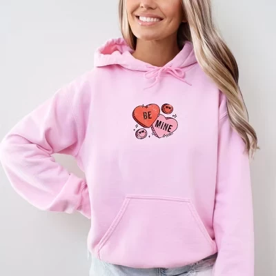 S.W.Smiley Be Mine Hearts Distressed - женская толстовка с капюшоном и рисунком розового цвета