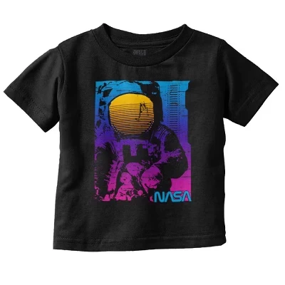 Футболка с графическим рисунком для малышей Vaporwave NASA Space Astronaut лицензионного белого цвета