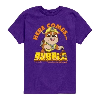 Футболка с коротким рукавом и рисунком Rubble для мальчиков - Paw Patrol - фиолетовая