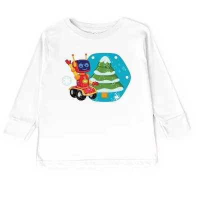 Leo the Truck Robot Holiday - Детская футболка для малышей с длинным рукавом белого цвета
