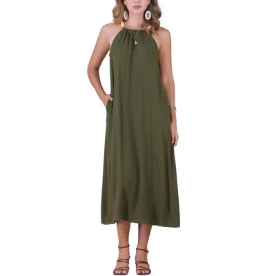 Женское платье INSPIRE CHIC миди с поясом, зеленое