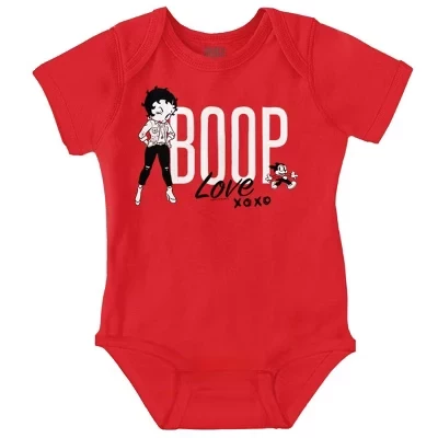 Love Betty Boop Обнимает и целует Детское боди-джемпер для девочек лицензионного красного цвета