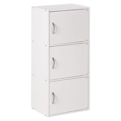 Многофункциональный шкаф для хранения Hodedah Heavy Duty Engineered Wood с 3 дверцами для кухни, офиса, детской комнаты и других домашних помещений белого цвета