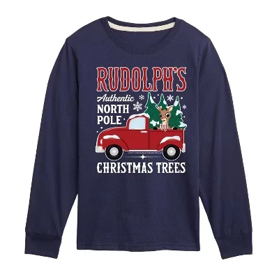 Лонгслив для мальчиков Rudolph Christmas Trees, синий