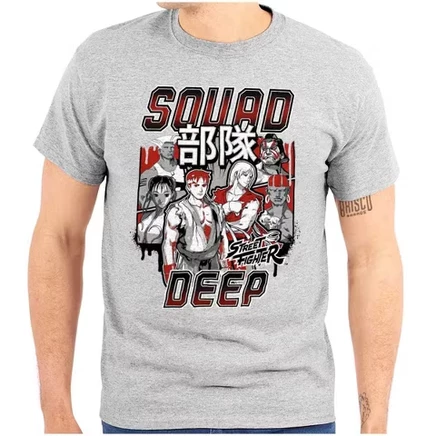 Унисекс футболка Brisco Brands Kanji Street Fighter, серая
