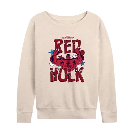 Женская футболка Captain America Scribble Red Hulk с принтом Красного Халка, легкая французская махровая рубашка с широким вырезом и длинным рукавом.