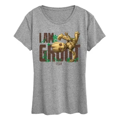 Женская футболка Guardians of the Galaxy I Am Groot с коротким рукавом и графическим рисунком, серая