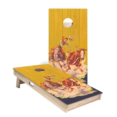 Винтажные ковбойские доски Western Cowboy Cornhole | В комплект входят (2) доски, дополнительные сумки и аксессуары без аксессуаров