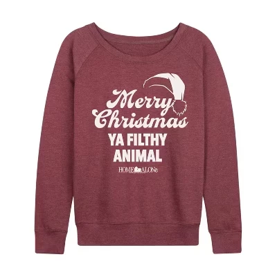 Женский лонгслив Home Alone Merry Christmas, бордовый