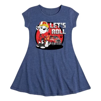 Платье для девочек - Paw Patrol - Let's Roll Marshall Fit & Flair с коротким рукавом и графическим принтом, синее