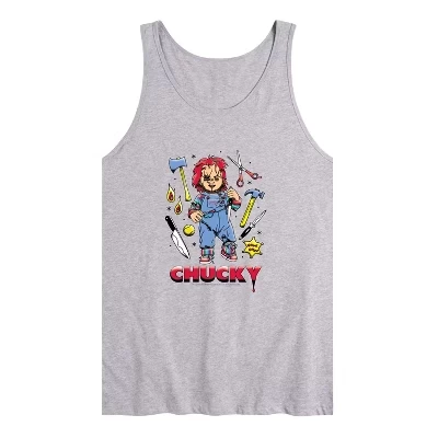 Мужская майка Chucky Flash Tattoo, серый меланж