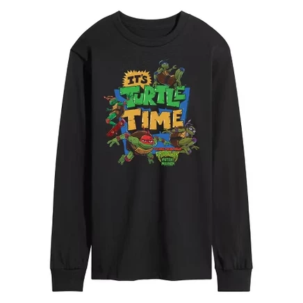 Men's -  Mutant Mayhem - Its Turtle Time Long Sleeve Graphic T-Shirt black