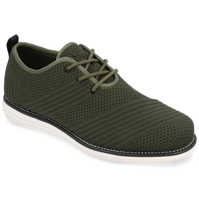 Мужские модельные туфли средней и широкой ширины Vance Mens Novak из трикотажа на шнуровке с круглым носком оливкового цвета
