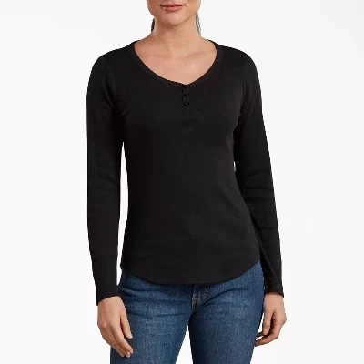 Женская рубашка Dickies Henley с длинным рукавом, черная