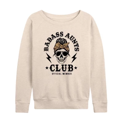 Женская футболка Badass Aunts Club из легкого французского махрового материала с широким вырезом и длинным рукавом с рисунком birch